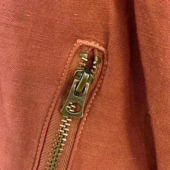 Lucky Brand linen rust terracotta red drawstring lightweight jacket m - Picture 7 of 9